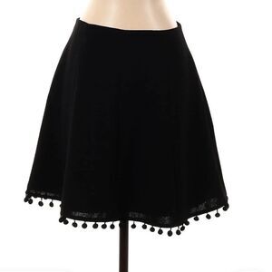 CLUB MONACO Black Crepe circle skirt with Pompom trim (Fliers Skirt)
